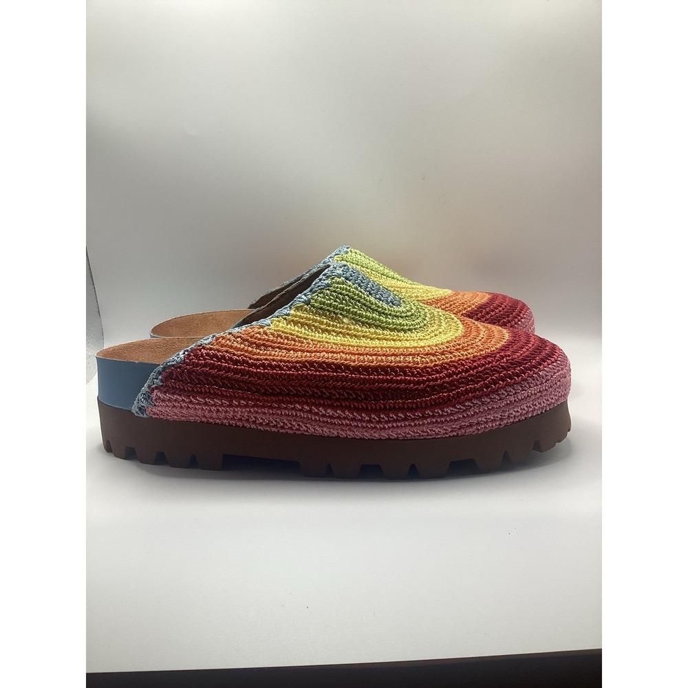 chelsea and violet Cleo Rainbow Embroidered Platform Clogs. W-12 - Picture 5 of 6
